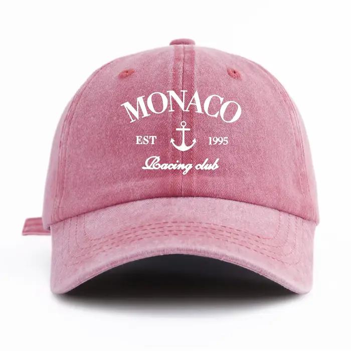 Casquette de Baseball délavée imprimée MONACO pour adultes, chapeau de papa réglable et doux de Styl