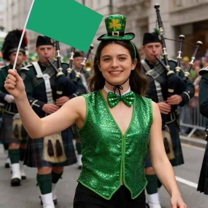 Ensemble chapeaux classiques nœud papillon vert avec bandeaux, fournitures fête pour un Look célébra