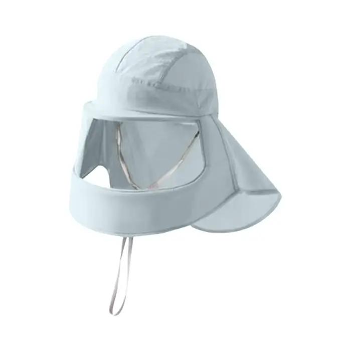 Chapeau de protection solaire anti-UV respirant pour femme avec masque intégré en soie glacée couleu