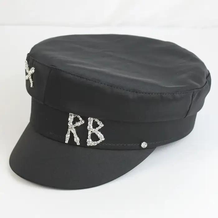 Casquettes gavroche en satin de diamant pour femmes, chapeau plat Militray, chapeaux béret réglables