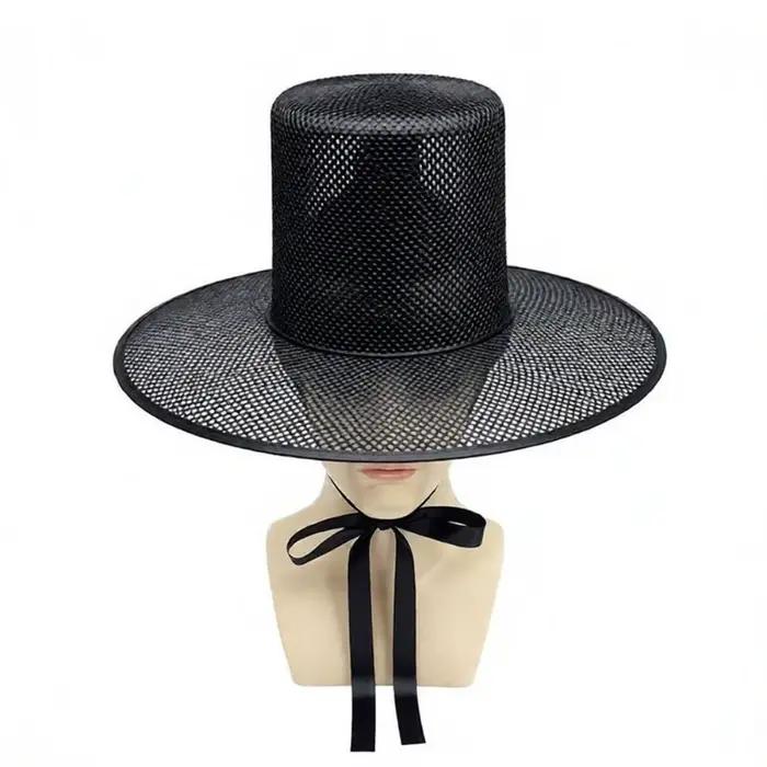 Chapeau coréen traditionnel léger, réglable, en maille noire, style Dynastie Joseon, protection UV,