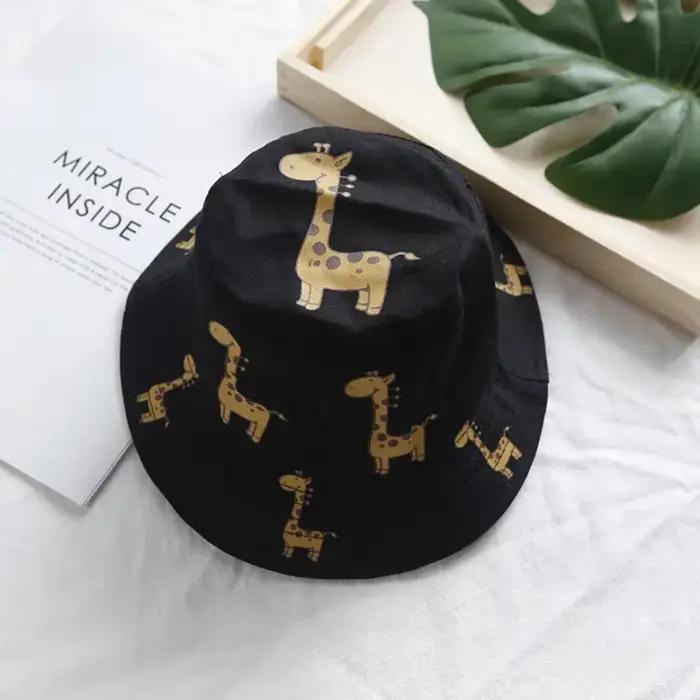 Chapeau seau dessin animé girafe bébé seau casquette en plein air plage enfants chapeau de soleil en