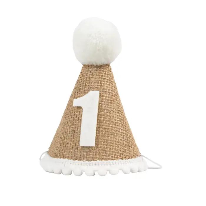 Chapeau en Toile de Jute pour Premier Anniversaire de Bébé Garçon et Fille, Bandeau de Sauna pour No