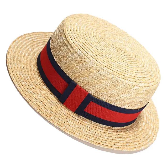 Chapeau de plaisancier en paille de blé de qualité supérieure pour femmes, chapeau de soleil naturel