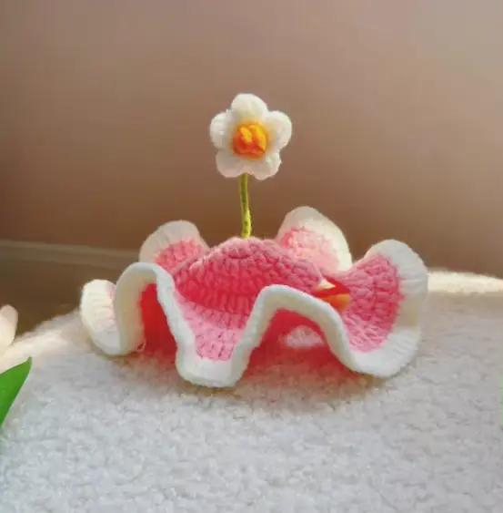 Chapeau pour chat, adorable chapeau en crochet à fleurs, accessoire de costume tricoté pour chaton,