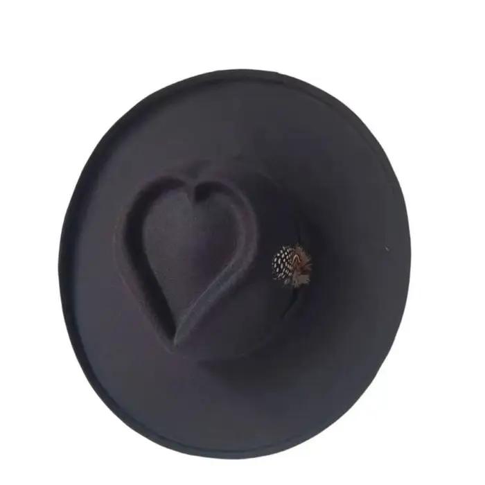 39BD Homburg chapeau haut forme Western Porkpie chapeau coeur haut pour dîner en plein air tenue déc