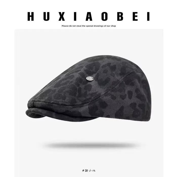 Chapeaux avant rétro imprimé léopard pour femmes, automne et hiver, mode voyage, polyvalent, visage
