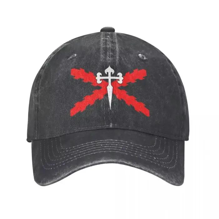 Casquettes de baseball unisexe 2026 Cross of Santiago bordeaux, effet vieilli et délavé, classiques,