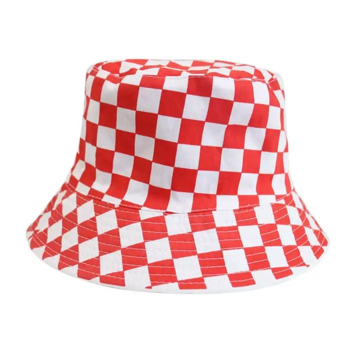 Chapeau de pêcheur à carreaux noir et blanc, style hip-hop, street dance, graffiti, skateboard, pour