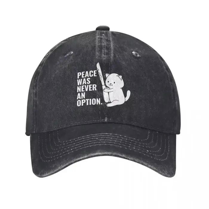 Casquettes de baseball vintage « La paix n'a jamais été une option» avec motif chat et couteau pour