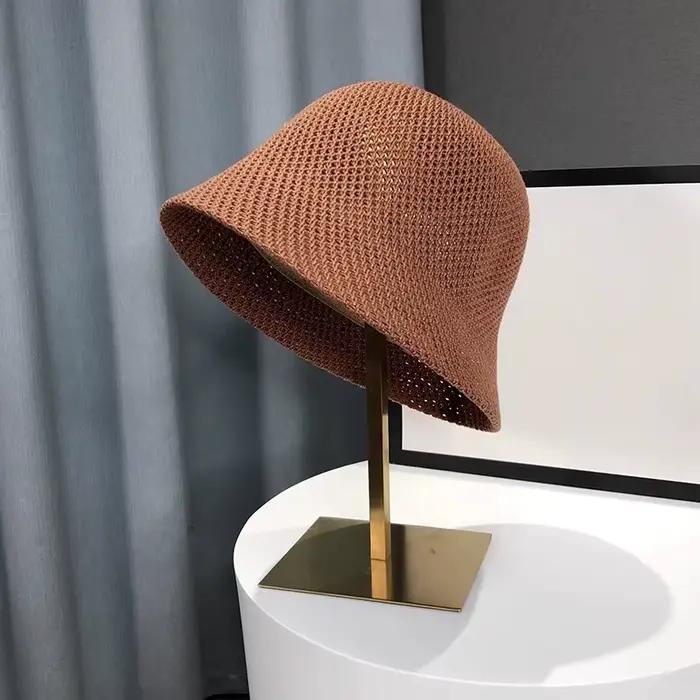 Chapeau seau d'été ajouré pour femmes, chapeau de soleil fin et respirant, casquette de plage Panama