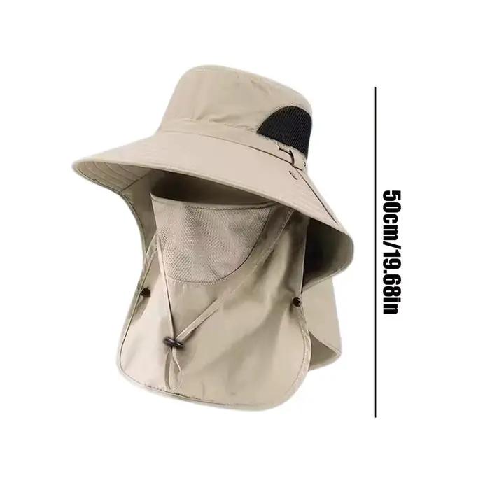 Chapeau de pêche respirant à large bord, imperméable, avec protection du cou, idéal pour la randonné