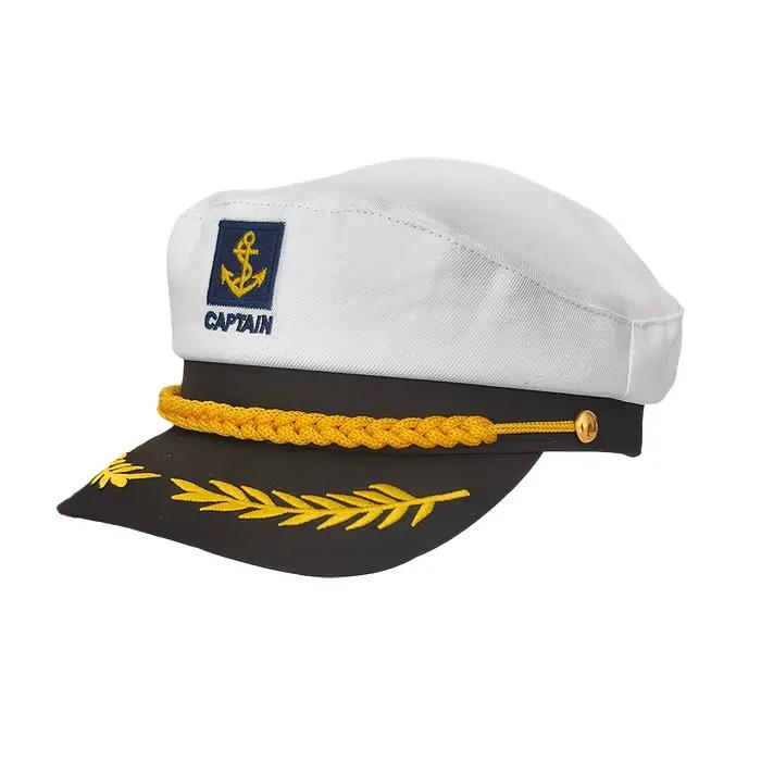Chapeau de capitaine de yacht, casquette de marin réglable, chapeau de cosplay d'amiral pour hommes