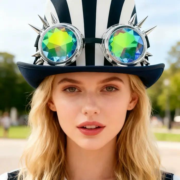 HongLuan vert léopard Steampunk haut-de-forme pour homme, chapeau haut-de-forme de Festival à paille