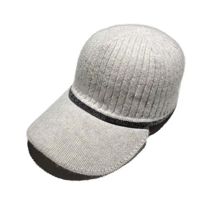 Casquettes de baseball en laine ornées pour femmes et hommes, chapeau tricoté