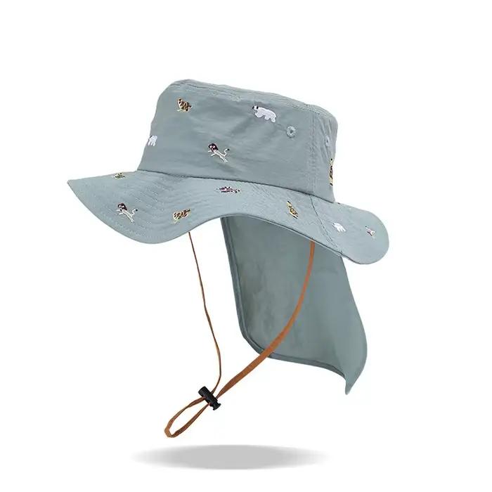 Chapeau de soleil pour bébé, chapeau bob coréen d'été pour enfants avec rabat de protection pour le