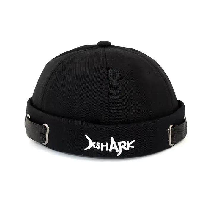 Chapeau Docker pour hommes et femmes, bonnets breton, broderie requin vintage, chapeaux solides, cot