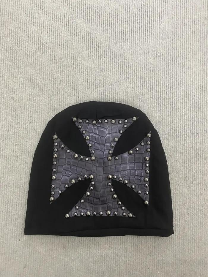 Chapeau tricoté en forme de croix de saule avec lettres américaines, chapeau en laine, chapeau froid