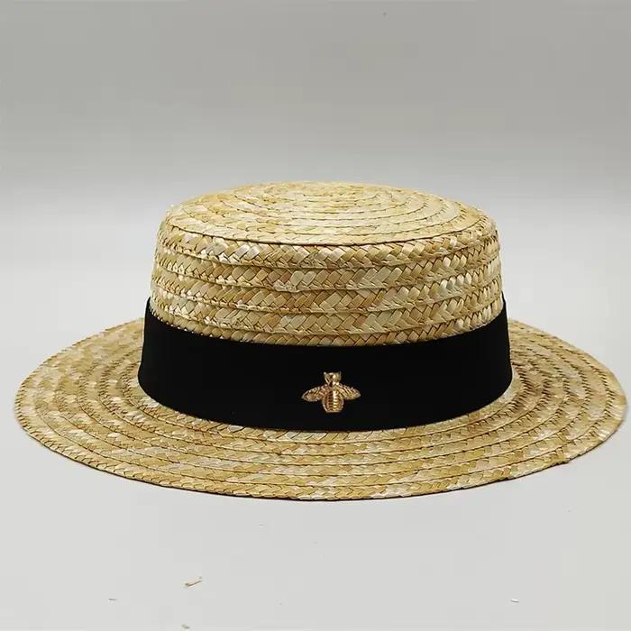 Chapeau de paille femmes respirant chapeau de soleil mode creux rétro chapeau de paille tissé à la m