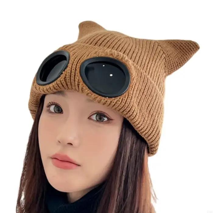 Chapeau gothique à d'oreilles chat, chapeau d'hiver extensible, confortable charmant, Y08E