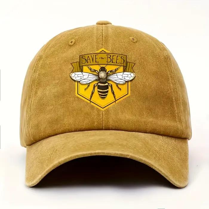 Casquette de baseball imprimée abeille au design simple pour hommes et femmes, tendance à la mode