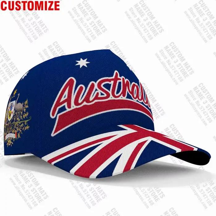 Casquette de Baseball australienne sur mesure, couvre-chef bleu marine, Logo de l'équipe, nom, numér