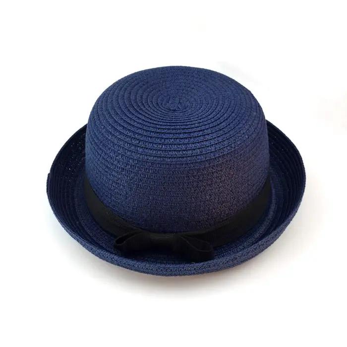 Chapeau d'été respirant en paille pour enfants, style panaméen, avec nœud papillon, pour garçons et