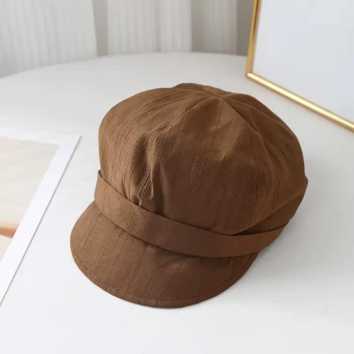 Béret de peintre coréen rétro britannique pour femme, chapeau octogonal simple et tendance, casquett