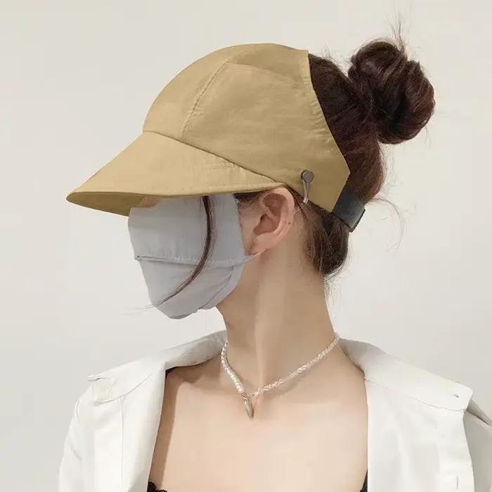 1 × chapeau de soleil pliable à large bord queue de cheval été automne sortie Protection UV chapeau