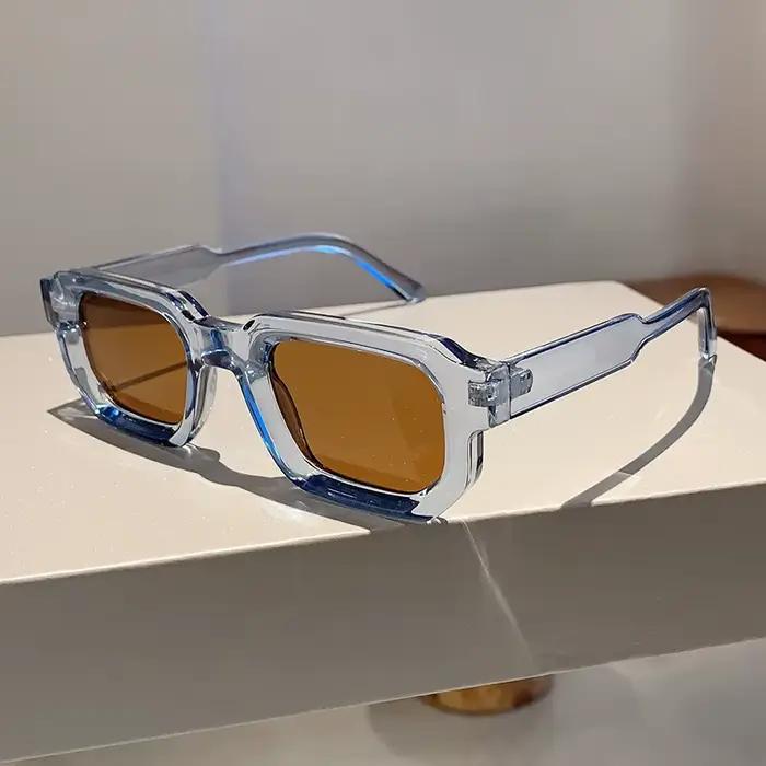 Lunettes de soleil vintage rectangulaires pour hommes, monture PC, style rétro, verres de luxe, desi