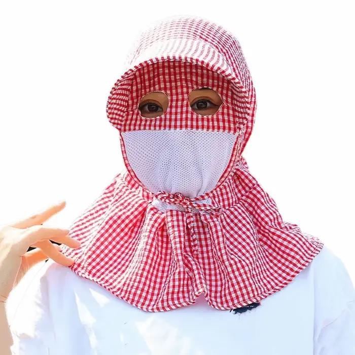Chapeau de soleil anti-UV à protection intégrale, avec masque facial en maille respirante, large bor
