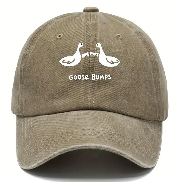Casquette de baseball rétro imprimé d'oie, chapeau de papa de style décontracté adapté au chapeau de