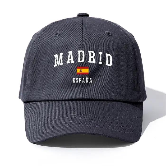 Casquette de Baseball imprimée MADRID pour adultes, chapeau de papa réglable et doux, Style rétro mi
