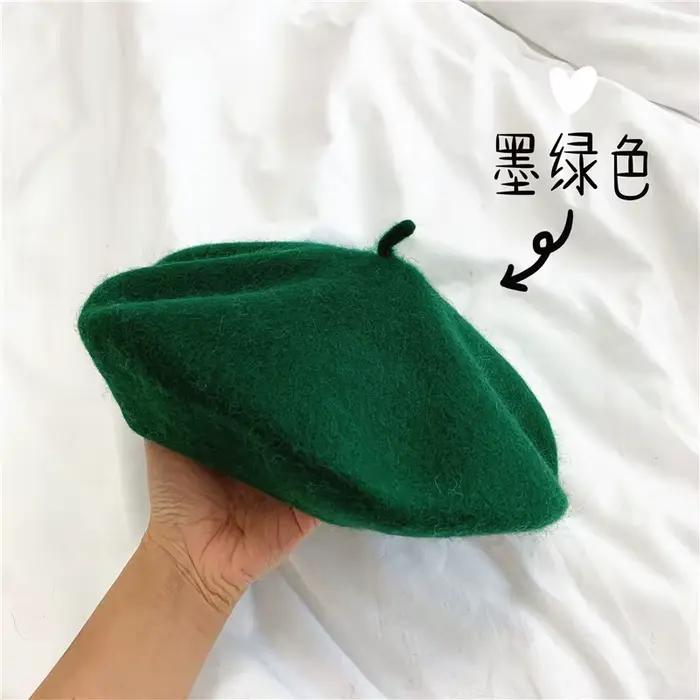 Béret en laine pour adulte, chapeau d'artiste, épais et chaud, style citrouille française