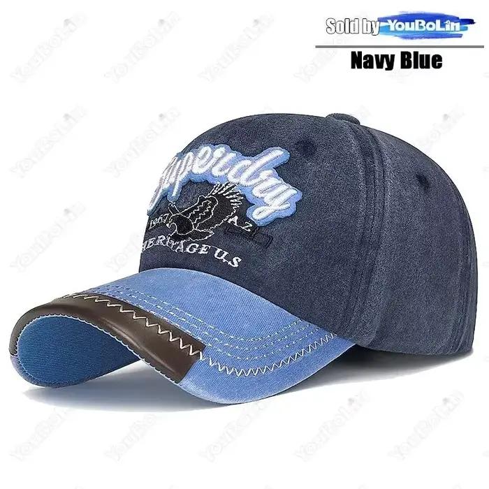 Chapeau d'aigle brodé délavé, nouveau style, rétro américain, couleur contrastée, casquette de baseb
