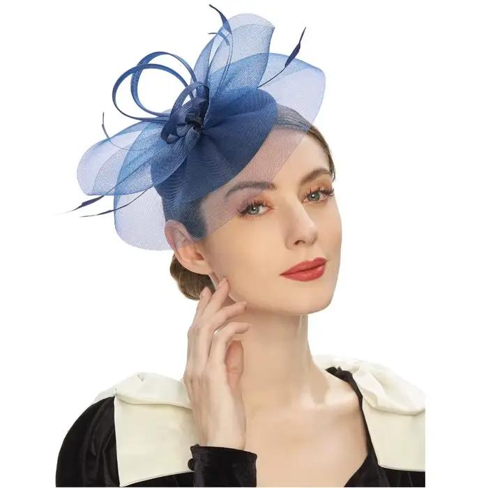 Chapeau Fascinator Vintage en Plumes et Résille, Voile Exquis et Doux, Coiffe Élégante, Serre-tête d