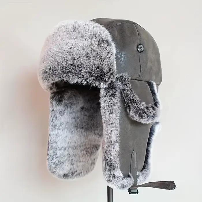 Chapeaux de bombardier d'hiver pour hommes et femmes, 1 pièce, chapeau russe Ushanka avec rabat d'or
