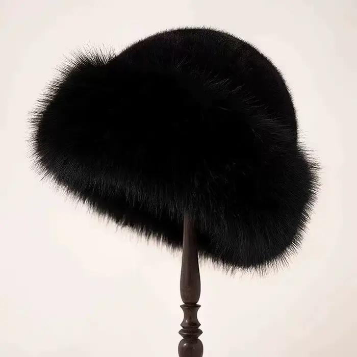 Nouveau chapeau mongole en peluche imitant la fourrure de vison, chapeau de bassin épais et chaud, c