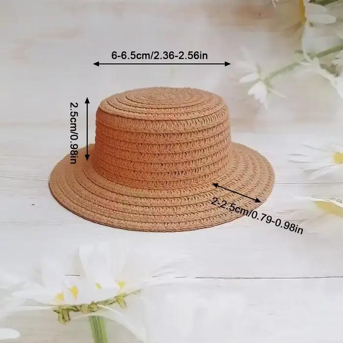Chapeau de paille tissé, artisanat de plusieurs tailles, mignon, décoration DIY, casquettes de poupé