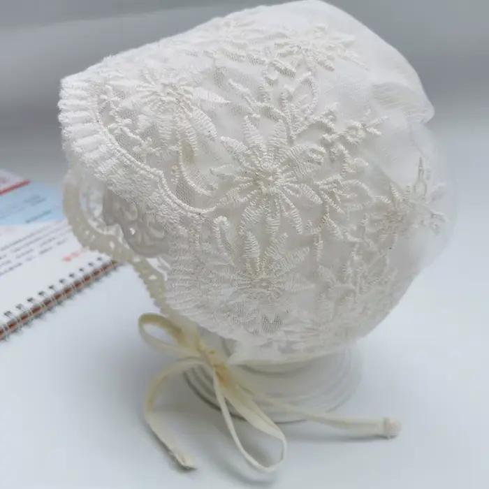 Chapeau d'été en dentelle brodée de fleurs pour bébé fille, Bonnet en maille respirante, accessoires