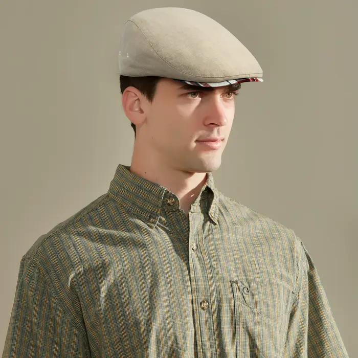 JANGOUL-Casquette plate en lin pour homme, chapeau classique ajustable, style gavroche, décontracté