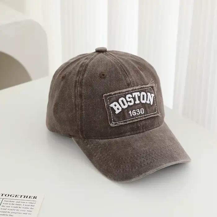 Casquettes de baseball brodées vintage BOSTON pour garçon, en coton lavé, ajustables, décontractées,