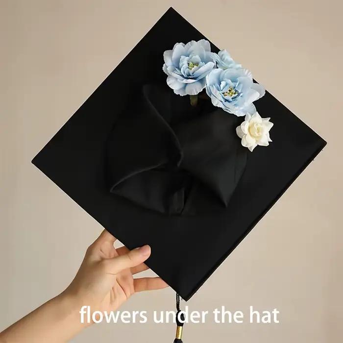 Casquette de remise de diplôme durable avec fleurs de médecin, chapeau académique de maître de bacca