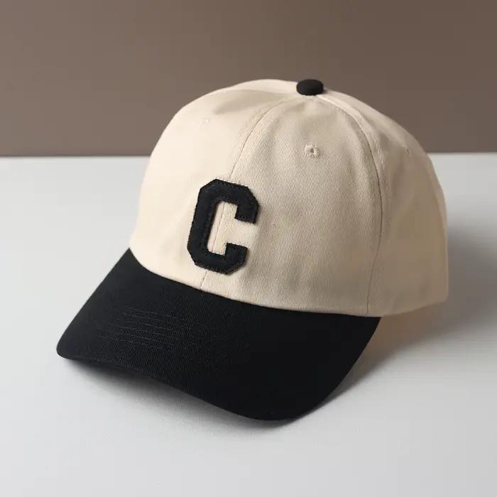 Casquette de baseball pour femmes et hommes, casquette snapback avec patch lettre C, casquette pare-