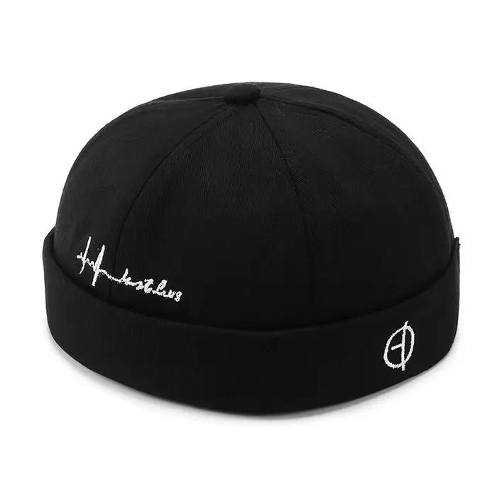 Hip Hop bleu Denim lavé coton propriétaire chapeau Docker casquette bord roulé sans bride marin chap