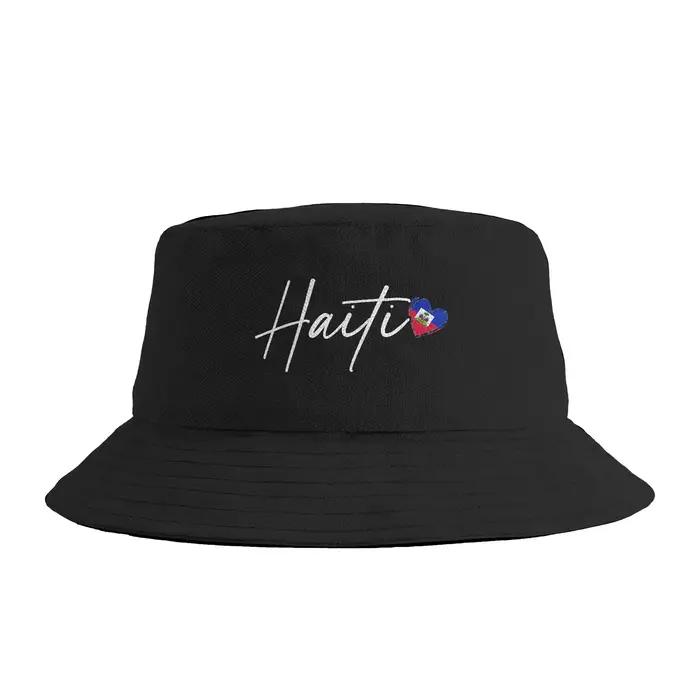 Chapeau Bob d'été décontracté avec drapeau haïtien pour couple, casquette de pêche portable, streetw