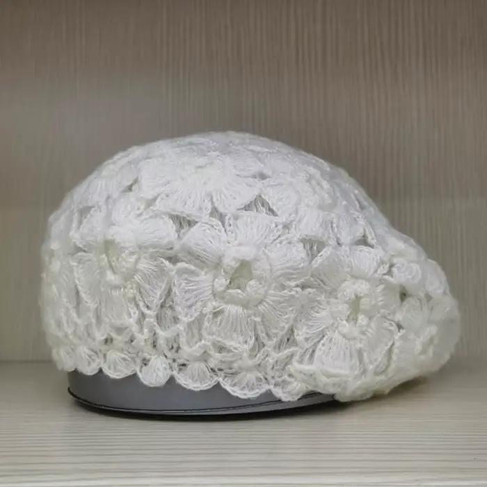 Béret français en coton pour femme, chapeau décontracté, fait à la main, découpe florale, automne, h