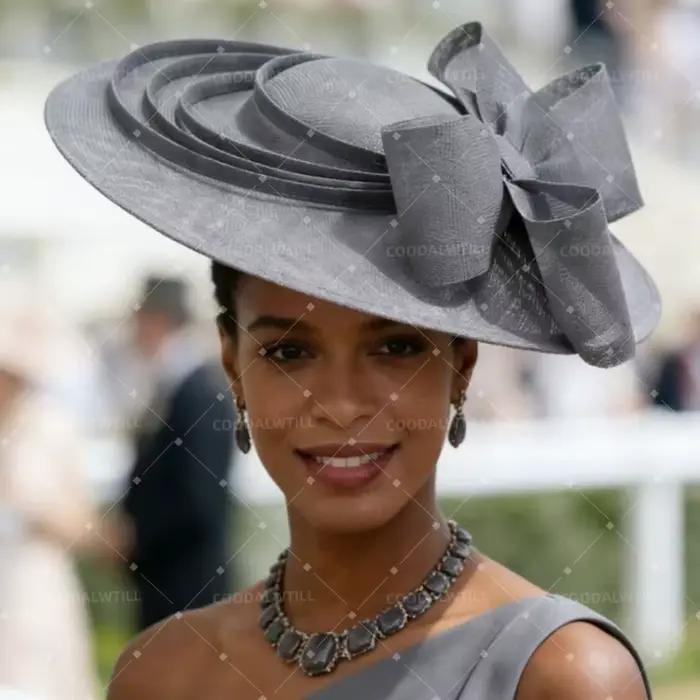 Grand chapeau fascinateur orange avec nœud et pince pour femme, accessoire de tête pour Kentucky Der