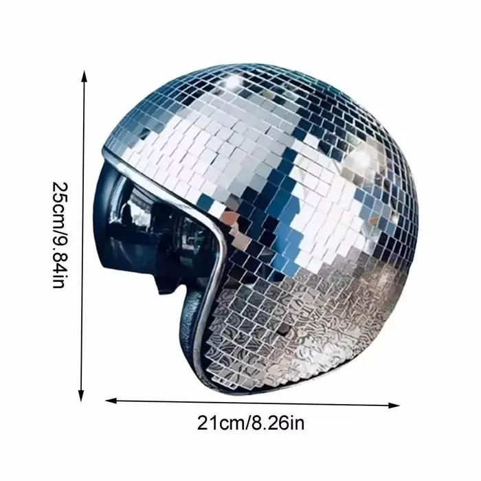 Casque boule disco avec miroirs scintillants en verre, chapeau de costume punk, casque boule disco a