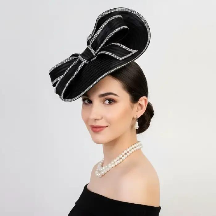 Chapeau Fascinator Rétro Exquis Vintage, Bandeau Nœud Papillon, Coiffe de Mariée Élégante, Chapeau H